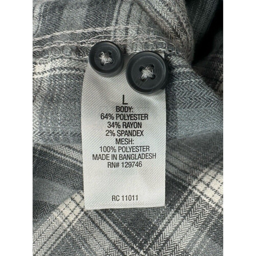 Ridgecut Toughwear Shirt Men's Large Gray Plaid Heavy Flannel Chore Work Vented - Picture 6 of 11